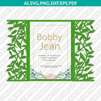 Leaves Leaf Floral Flower Gate Fold Wedding Invitation Template Quinceanera Christening  SVG Vector Silhouette Cameo Cricut Laser Cut File Clipart Png Dxf Eps