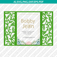 Leaves Leaf Floral Flower Gate Fold Wedding Invitation Template Quinceanera Christening  SVG Vector Silhouette Cameo Cricut Laser Cut File Clipart Png Dxf Eps