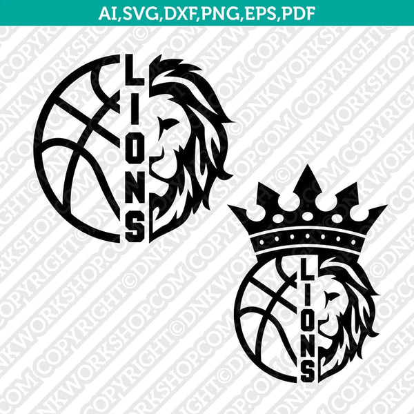 Lions Basketball SVG Vector Silhouette Cameo Cricut Cut File Clipart Eps Png Dxf