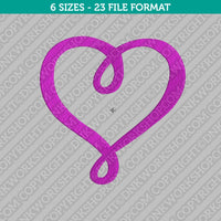 Loopy Love Heart Valentine Embroidery Design - 6 Sizes - INSTANT DOWNLOAD