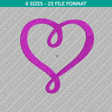 Loopy Love Heart Valentine Embroidery Design - 6 Sizes - INSTANT DOWNLOAD