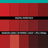 Maroon Burgundy Linen Digital Paper Pack