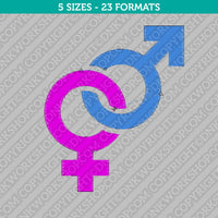 Male Female Gender Sex Symbol Embroidery Design - 5 Sizes - INSTANT DOWNLOAD