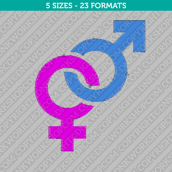Male Female Gender Sex Symbol Embroidery Design - 5 Sizes - INSTANT DOWNLOAD