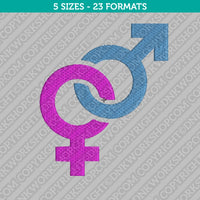 Male Female Gender Sex Symbol Embroidery Design - 5 Sizes - INSTANT DOWNLOAD