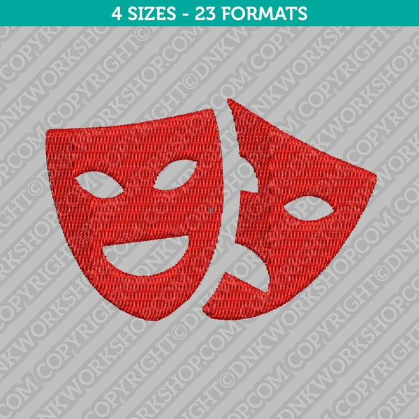 Mardi Gras Comedy Tragedy Theatre Drama Mask Embroidery Design - 4 Sizes - INSTANT DOWNLOAD