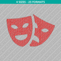 Mardi Gras Comedy Tragedy Theatre Drama Mask Embroidery Design - 4 Sizes - INSTANT DOWNLOAD