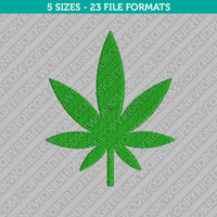 Marijuana Cannabis Leaf Embroidery Design - 5 Sizes - INSTANT DOWNLOAD