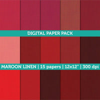 Digital Papers | Digital Scrapbooking Maroon Linen Textured Paper Instant Download