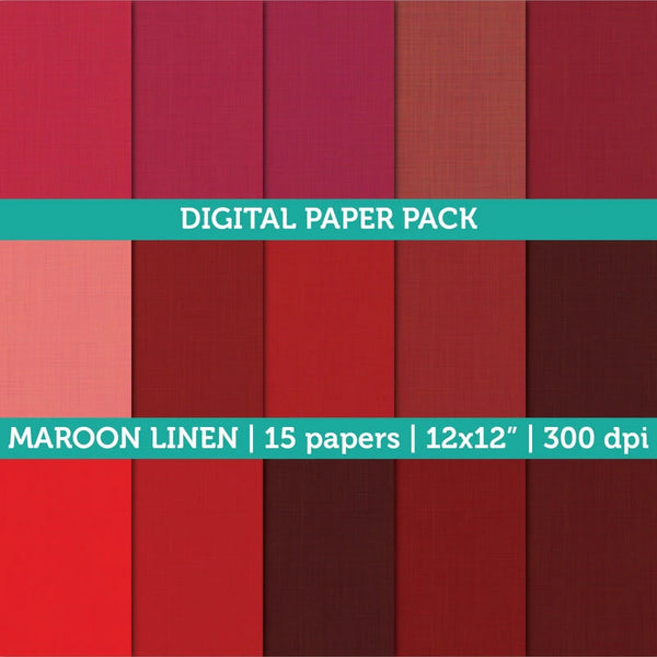 Digital Papers | Digital Scrapbooking Maroon Linen Textured Paper Instant Download