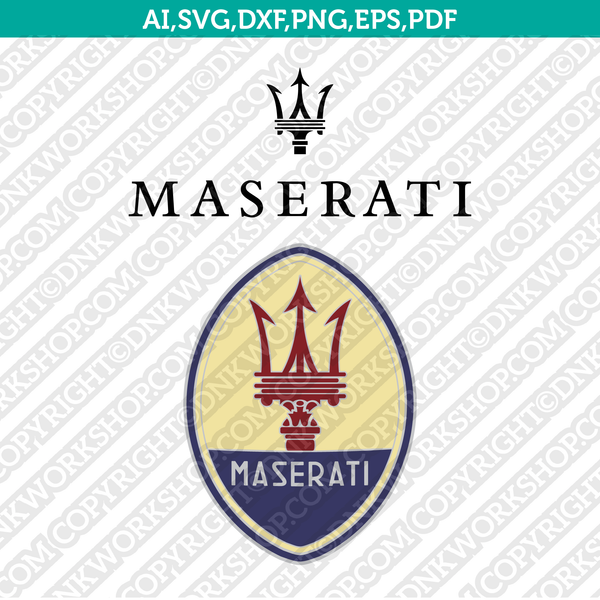 Maserati Logo SVG Silhouette Cameo Cricut Cut File Vector Png Eps Dxf