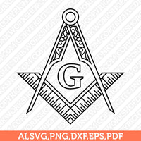 4 Styles Masonic Freemason Freemasonry Masonry Masons SVG Silhouette Cameo Cricut Cutting File Clipart Png Dxf Eps