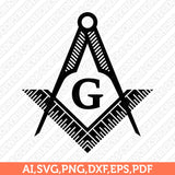 4 Styles Masonic Freemason Freemasonry Masonry Masons SVG Silhouette Cameo Cricut Cutting File Clipart Png Dxf Eps