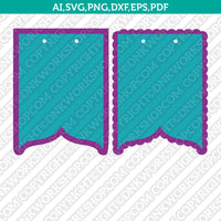 Mermaid Banner Template Scallop Bunting Pennant Printable Layered Shadow Layer Svg Silhouette Cameo Vector Cricut Cut File Clipart Png Eps Dxf