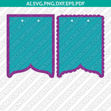 Mermaid Banner Template Scallop Bunting Pennant Printable Layered Shadow Layer Svg Silhouette Cameo Vector Cricut Cut File Clipart Png Eps Dxf