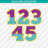 Mermaid Numbers SVG Cut File Cricut Vector Sticker Decal Silhouette Cameo Dxf PNG Eps
