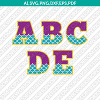 Mermaid Font Letters Alphabet Lettering Birthday Party SVG Vector Cricut Cut File Clipart Png Eps Dxf