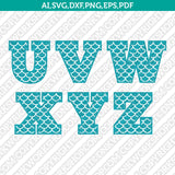 Mermaid Letters SVG Vector Silhouette Cameo Cricut Cut File Clipart Eps Png Dxf