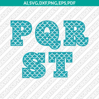 Mermaid Letters SVG Vector Silhouette Cameo Cricut Cut File Clipart Eps Png Dxf
