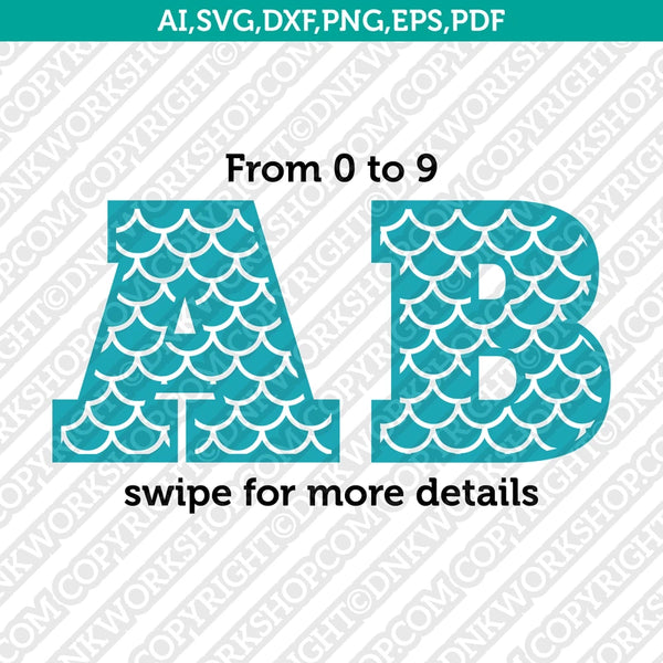 Mermaid Letters SVG Vector Silhouette Cameo Cricut Cut File Clipart Eps Png Dxf