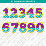 Mermaid Numbers SVG Cut File Cricut Vector Sticker Decal Silhouette Cameo Dxf PNG Eps