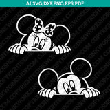 Mickey Minnie Peeping Hiding SVG Vector Silhouette Cameo Cricut Cut File Clipart Eps Png Dxf