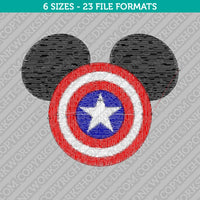Mickey Mouse Captain America Embroidery Design - 6 Sizes - INSTANT DOWNLOAD