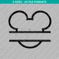 Mickey Mouse Head Split Monogram Frame Embroidery Design - 6 Sizes - INSTANT DOWNLOAD