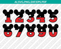 Mickey Mouse Numbers SVG Cut File Cricut Vector Sticker Decal Silhouette Cameo Dxf PNG Eps