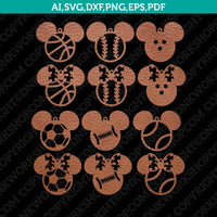 Mickey Sport Earring SVG Svg Silhouette Cameo Vector Cricut Laser Cut File Clipart Png Eps Dxf