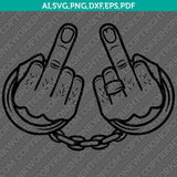 Middle Finger Hands in Handcuffs Fuck You Zentangle Mandala Ornament SVG Cut File Cricut Vector Sticker Decal Silhouette Cameo Dxf PNG Eps