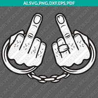 Middle Finger Hands in Handcuffs Fuck You Zentangle Mandala Ornament SVG Cut File Cricut Vector Sticker Decal Silhouette Cameo Dxf PNG Eps