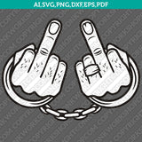 Middle Finger Hands in Handcuffs Fuck You Zentangle Mandala Ornament SVG Cut File Cricut Vector Sticker Decal Silhouette Cameo Dxf PNG Eps