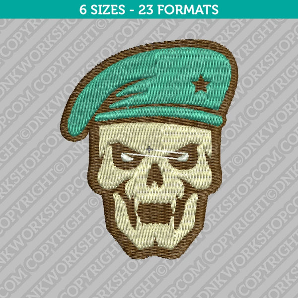 Military Army Skull Embroidery Design - 6 Sizes - INSTANT DOWNLOAD