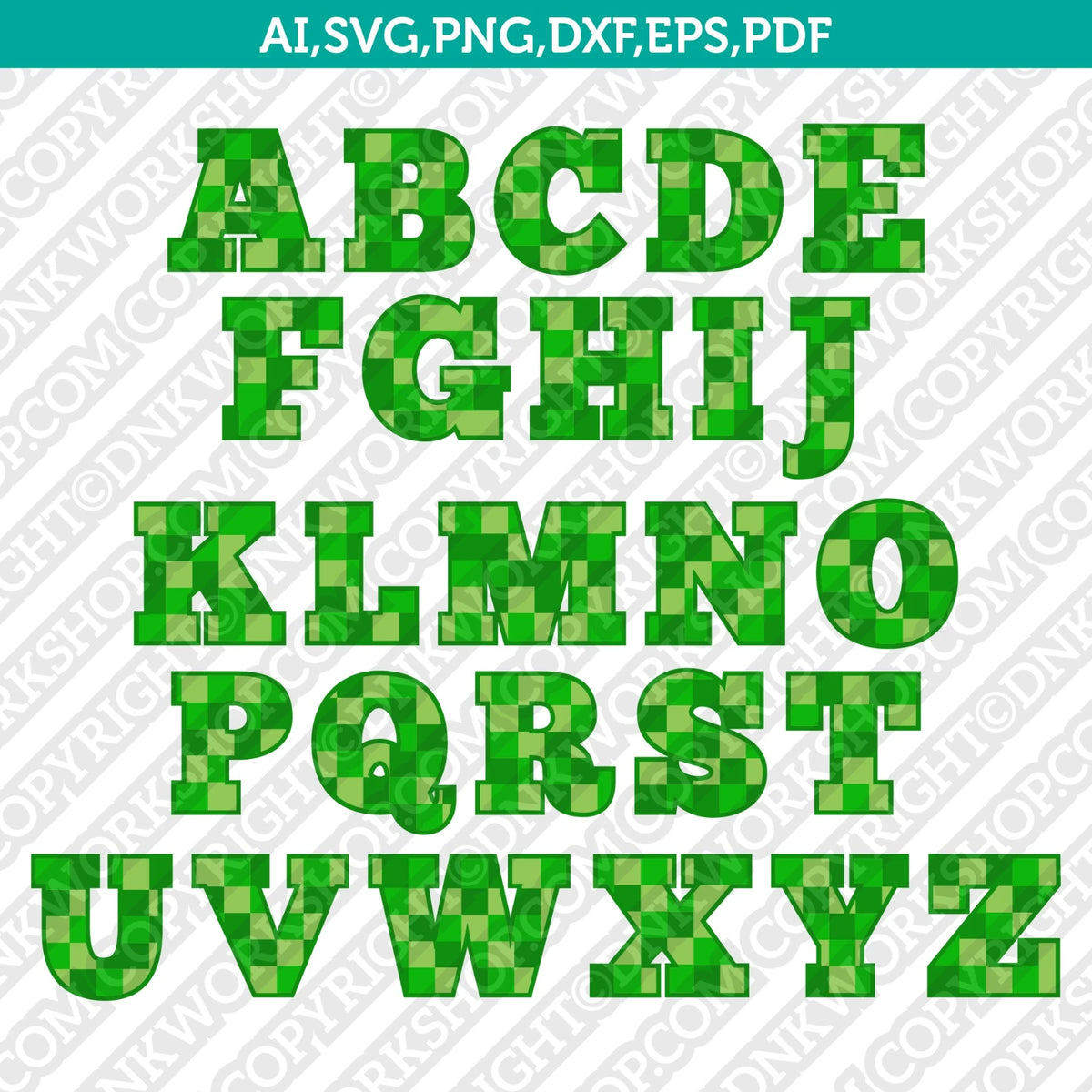 Mine Pattern Minecraft Letter Fonts Alphabet SVG Cricut Laser Cut File ...