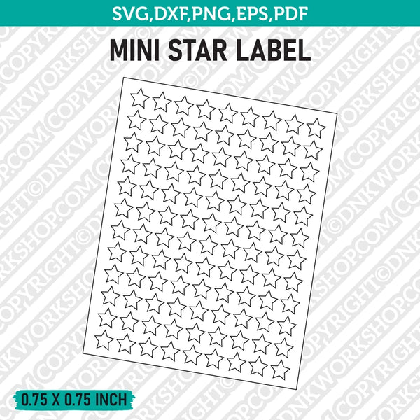 Mini Star Label Template SVG Vector Cricut Cut File Clipart Png Eps Dxf