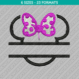 Minnie Mouse Head Split Embroidery Design - 6 Sizes - INSTANT DOWNLOAD
