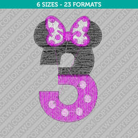 Minnie Mouse Third 3rd Birthday Embroidery Design - 6 Sizes - INSTANT DOWNLOAD