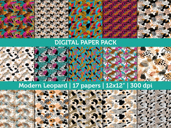 Digital Papers | Digital Scrapbooking Modern Leopard Paper Instant Download