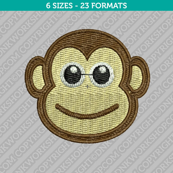 Monkey Face Embroidery Design - 6 Sizes - INSTANT DOWNLOAD