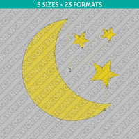 Moon and Star Embroidery Design - 5 Sizes - INSTANT DOWNLOAD
