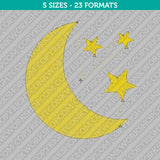 Moon and Star Embroidery Design - 5 Sizes - INSTANT DOWNLOAD