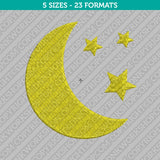 Moon and Star Embroidery Design - 5 Sizes - INSTANT DOWNLOAD