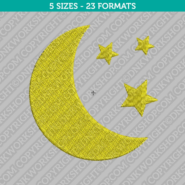 Moon and Star Embroidery Design - 5 Sizes - INSTANT DOWNLOAD