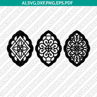 Moroccan Earring 2 SVG Vector Silhouette Cameo Cricut Laser Cut File Clipart Png Dxf Eps