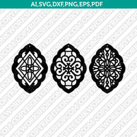 Moroccan Earring 2 SVG Vector Silhouette Cameo Cricut Laser Cut File Clipart Png Dxf Eps