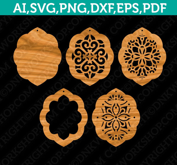Moroccan Quatrefoil Earring Template SVG Silhouette Cameo Vector Cricut Laser Cut File Png Eps Dxf