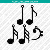 Musical Music Notes Earring SVG Laser Cut File Cricut Vector Silhouette Cameo Dxf PNG Eps