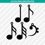 Musical Music Notes Earring SVG Laser Cut File Cricut Vector Silhouette Cameo Dxf PNG Eps