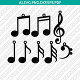 Musical Music Notes Earring SVG Laser Cut File Cricut Vector Silhouette Cameo Dxf PNG Eps